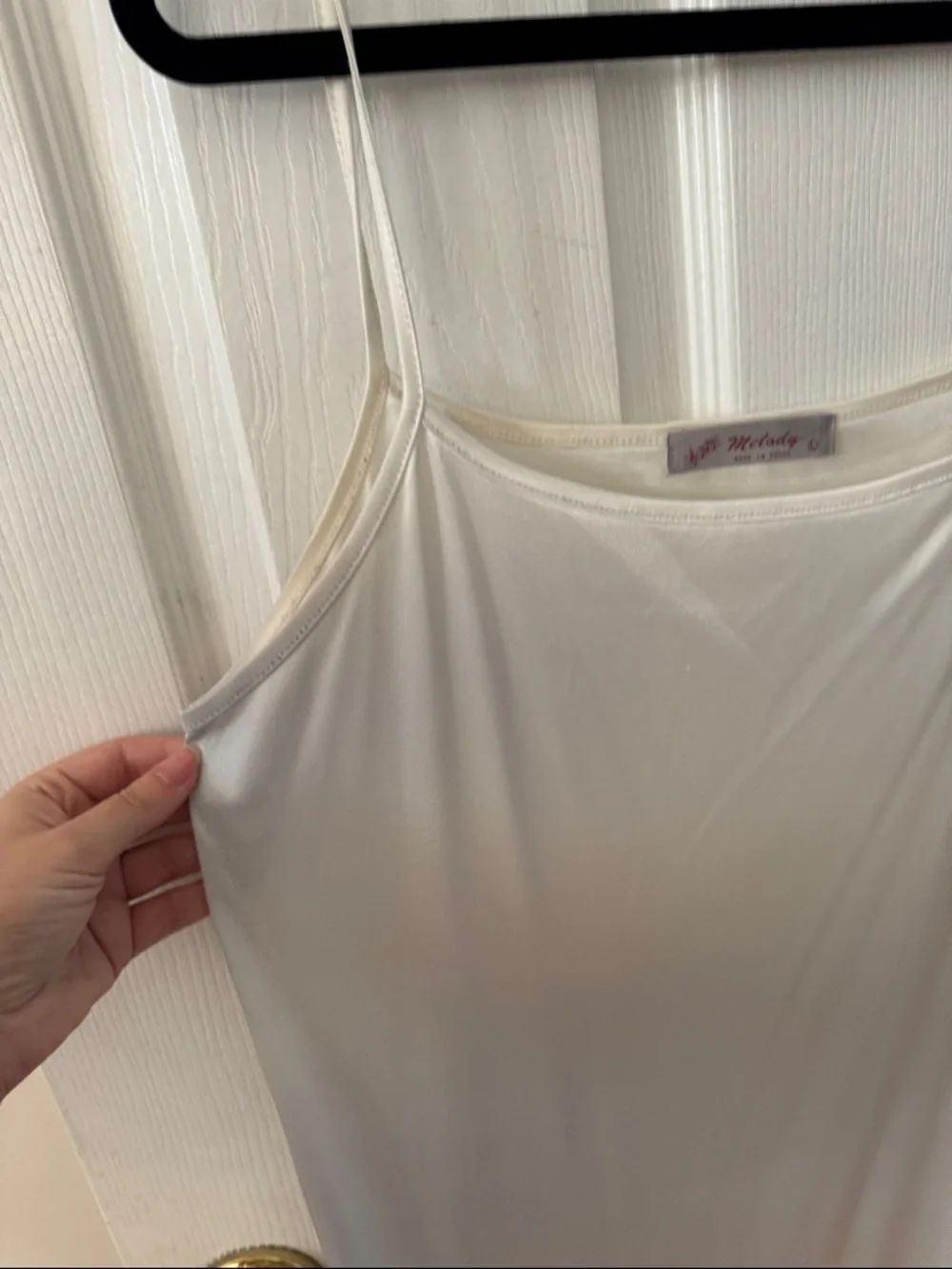 Silky Cream Slip Dress with Lace Ruffle